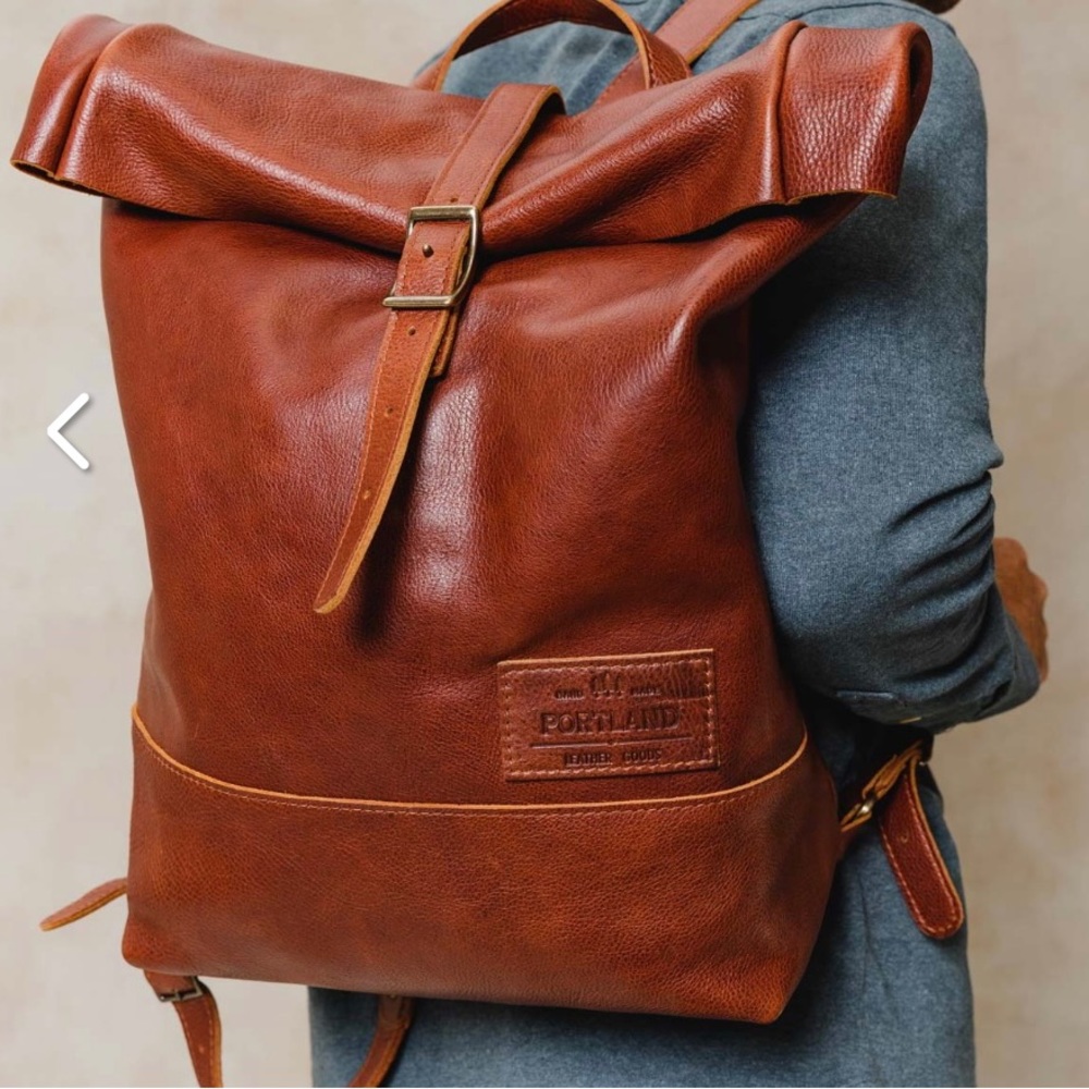Portland Leather Rolltop Backpack - Sedona